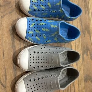 Native Blue and Gray Jefferson Perforated Slip-On Sneakers C12